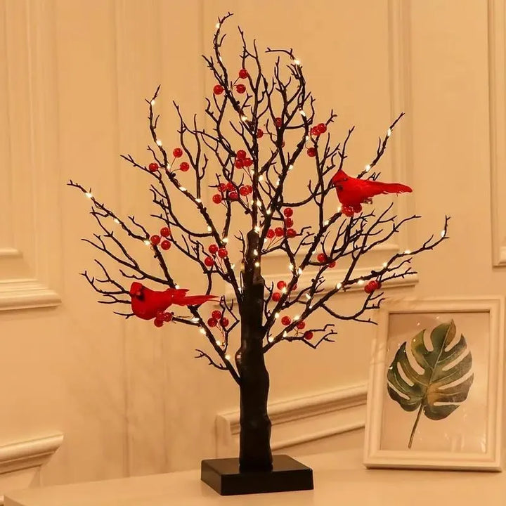 Bright Vintage Tree with Cardinals