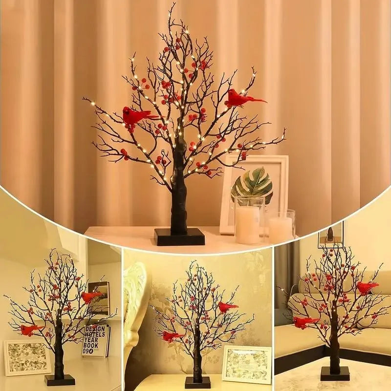 Bright Vintage Tree with Cardinals