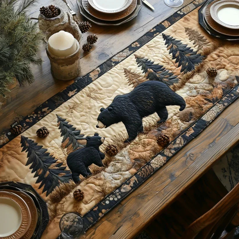 Quilted Table Runner - Black Bear Family