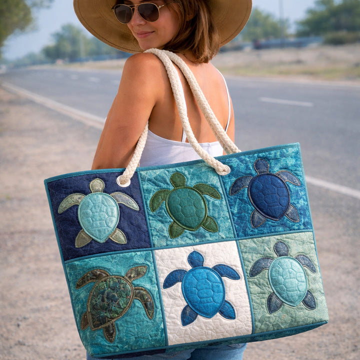 Handmade Beach Bag | Blue Turtle