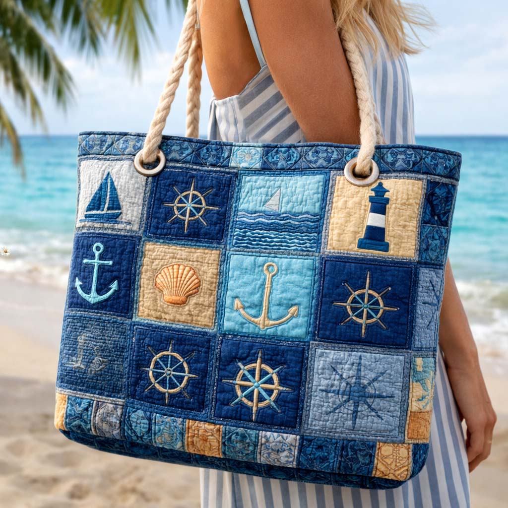 Handmade Beach Bag | Nautical Blue