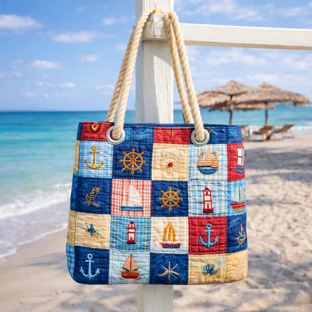 Handmade Beach Bag | Marine Patchwork