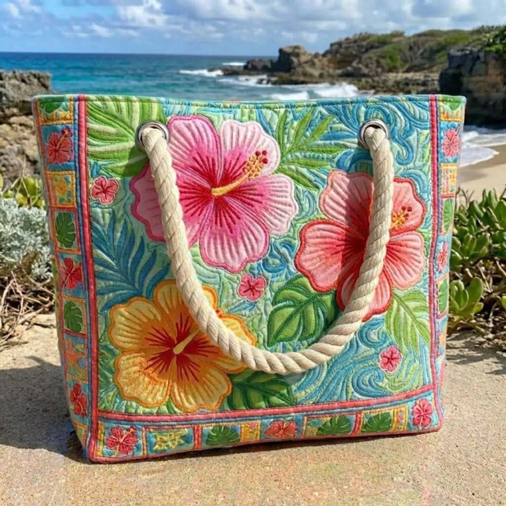 Handmade Beach Bag | Tropical Flower