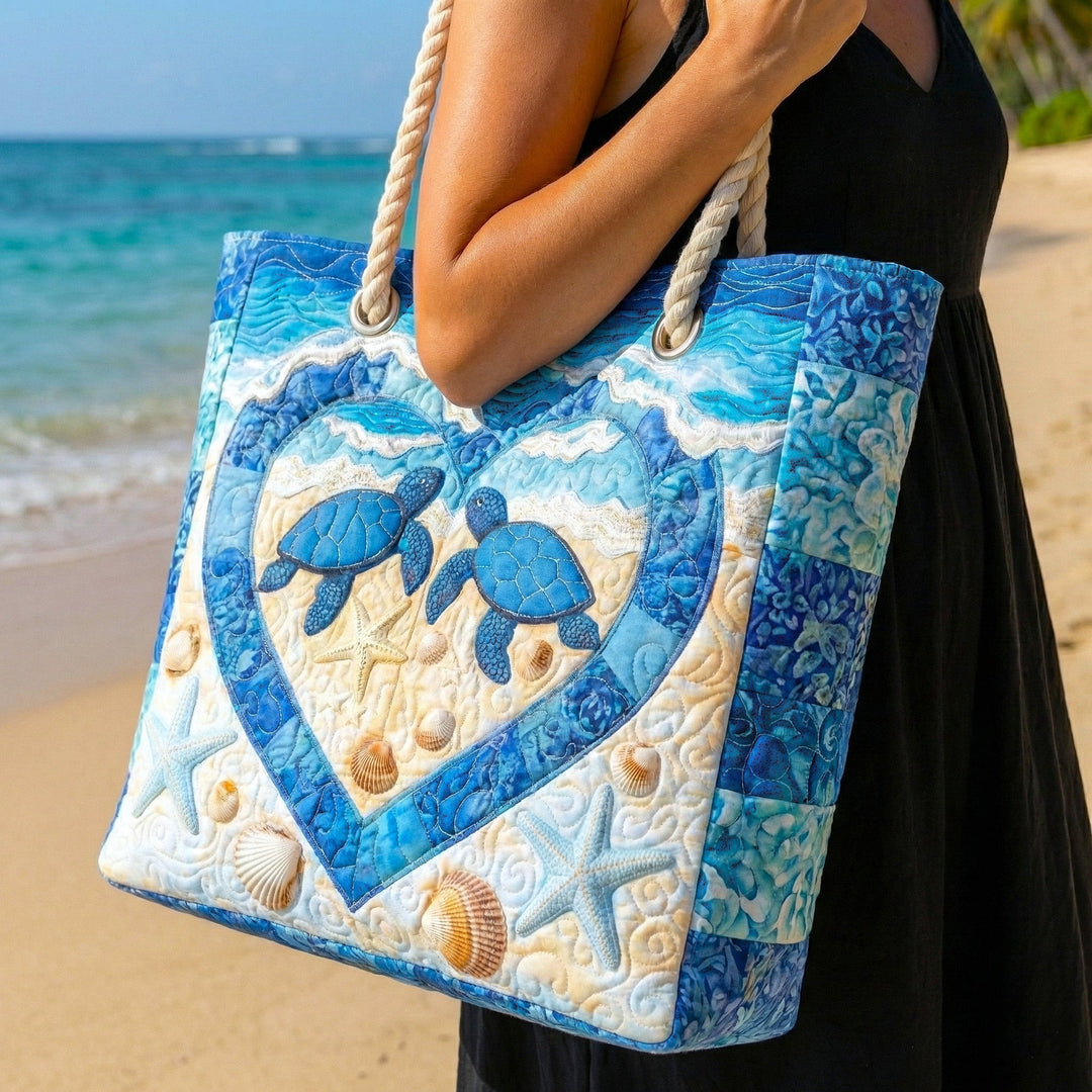Handmade Beach Bag | Turtle Serenity