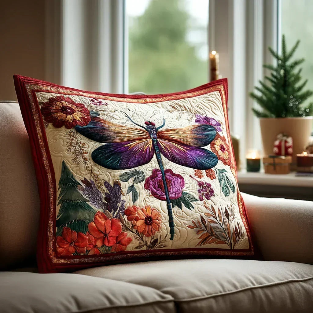 Padded Pillow Cover - Magical Dragonfly