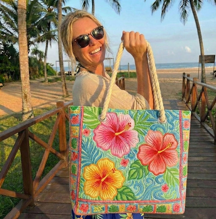 Handmade Beach Bag | Tropical Flower